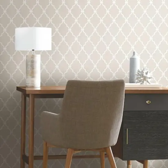 RoomMates Modern Trellis Peel & Stick Wallpaper Beige {4}