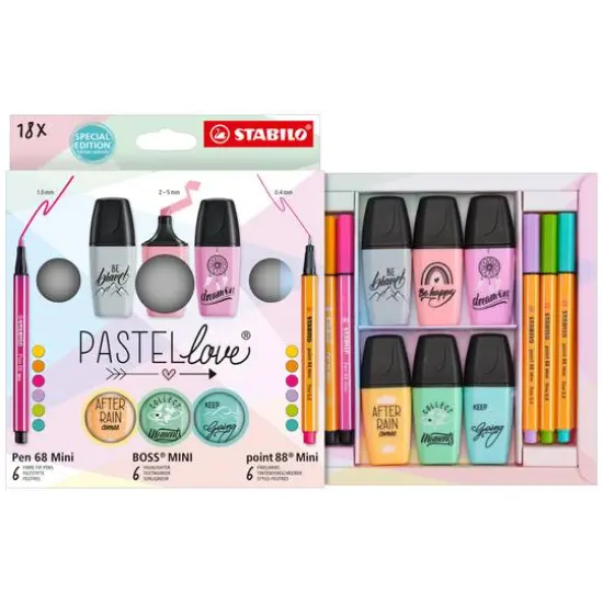 STABILO&reg; BOSS&reg; PASTELLove Mini 18 Piece Set {4}