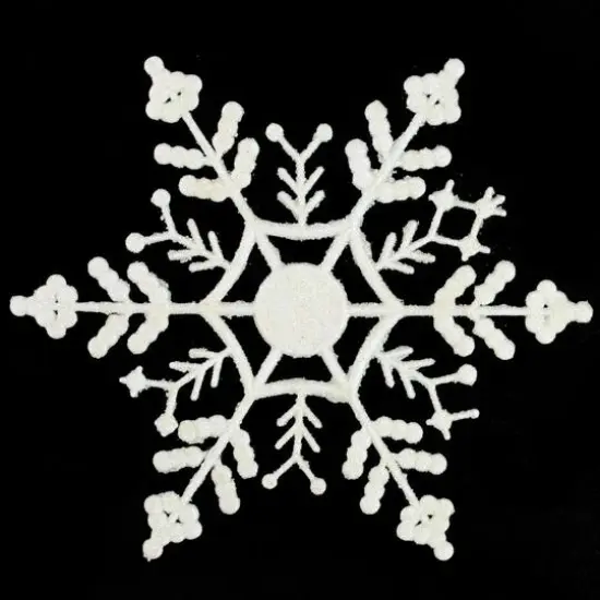 12ct. 6.25" White Glitter Snowflake Hanging Christmas Ornaments {1}