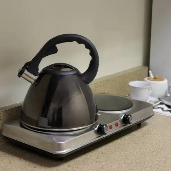 Mr. Coffee Clarendon 2.6qt. Gunmetal Metallic Stainless Steel Tea Kettle {3}