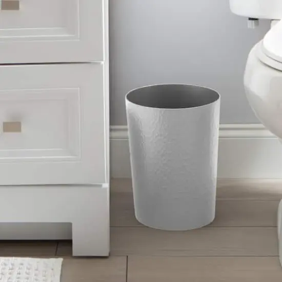 Bath Bliss Pewter Hammered Texture Trash Can {3}