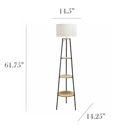 Simple Designs 62.5" Tripod 3 Tier Floor Lamp Light Wood {4}