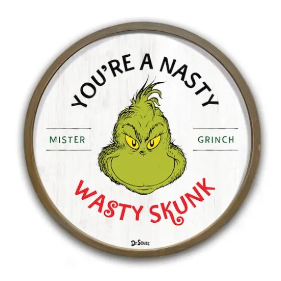 20" The Grinch Nasty Wasty Skunk Round Framed Print Brown Frame {1}