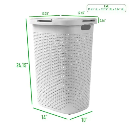 Mind Reader 60L Hamper Laundry Basket with Cutout Handles White {4}
