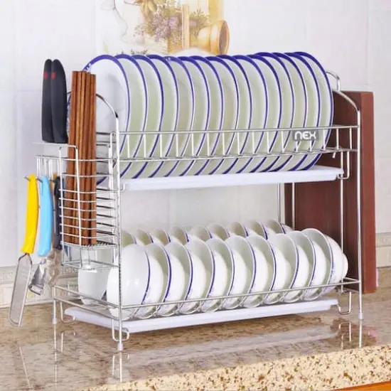 Stainless Steel 2-Tier Dish Rack {6}
