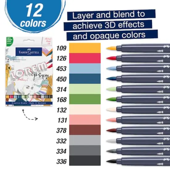Faber-Castell&reg; Goldfaber 12 Color Dual Tip Sketch Markers {4}