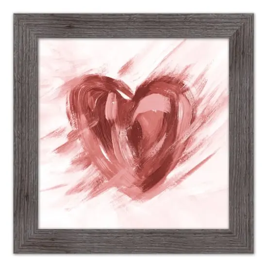 Abstract Painted Heart 16" x 16" Western Gray Framed Print {1}
