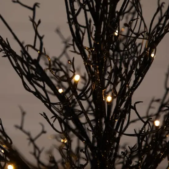 3ft. Pre-Lit Halloween Black Twig Artificial Fall Tree in Burlap Planter {6}