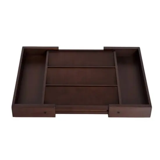 17'' Walnut Expandable Kitchen Drawer Organizer Tray {8}