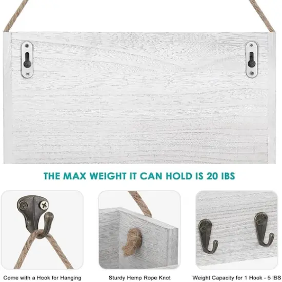 NEX&trade; Gray-Whitewash Hanging Wall-Mounted Mail Organizer with 5 Hooks {4}