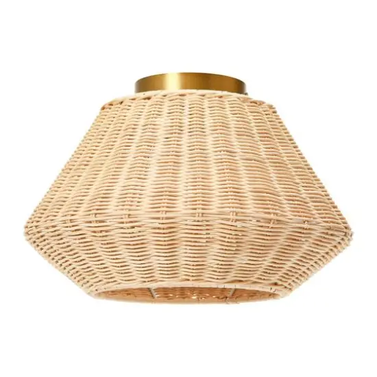 Hello Honey&reg; 13.8" Coastal Ceiling Lamp with Rattan Shade and Iron Base {1}