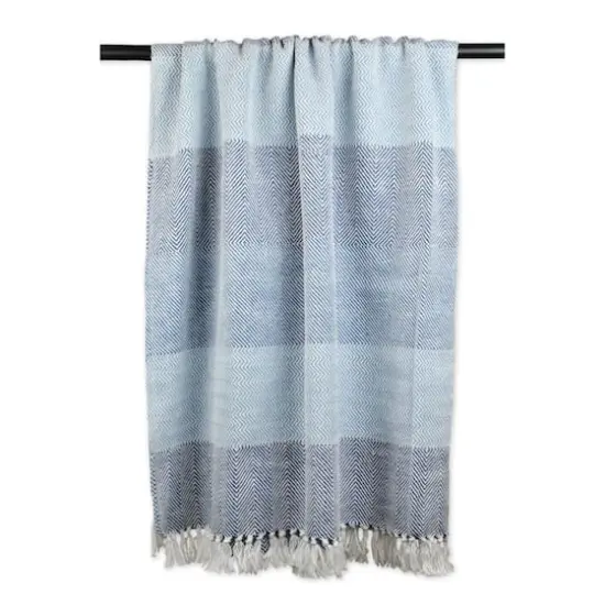DII&reg; Blue Stripe Herringbone Throw {8}