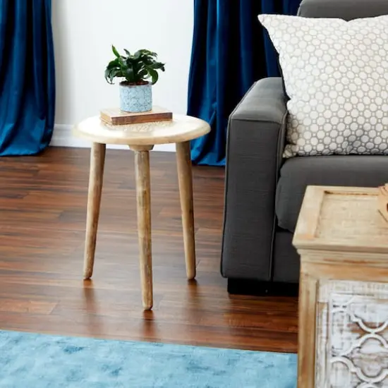 22" Brown Mango Wood Traditional Accent Table {5}