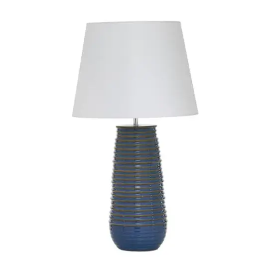 Blue Ceramic Rustic Table Lamp, 28" x 15" x 15" {3}
