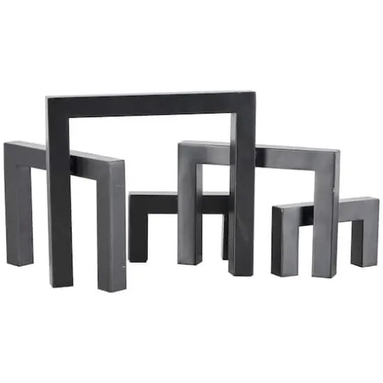 13" Black Metal Geometric Abstract Square Arched Sculpture {7}