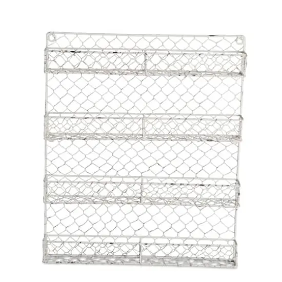 DII&reg; 21" Antique White 4 Row Chicken Wire Spice Rack {1}