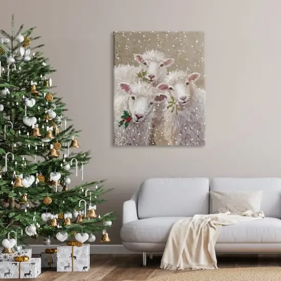 Stupell Industries Winter Sheep Trio Farm Animals Canvas Wall Art {3}