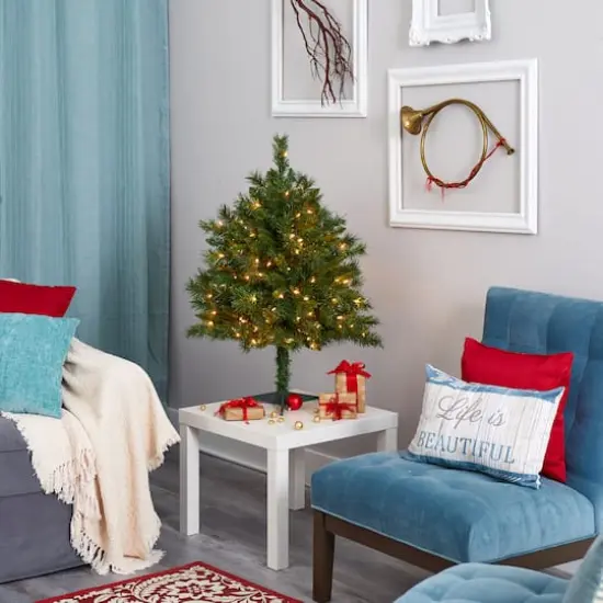 3ft. Pre-Lit Wyoming Mixed Pine Artificial Christmas Tree, Clear LED Lights {7}