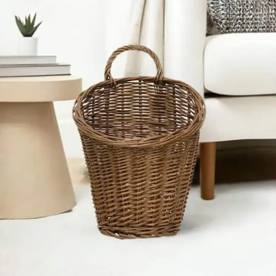 Hello Honey&reg; 15" Rattan Wall Basket with Handle {7}