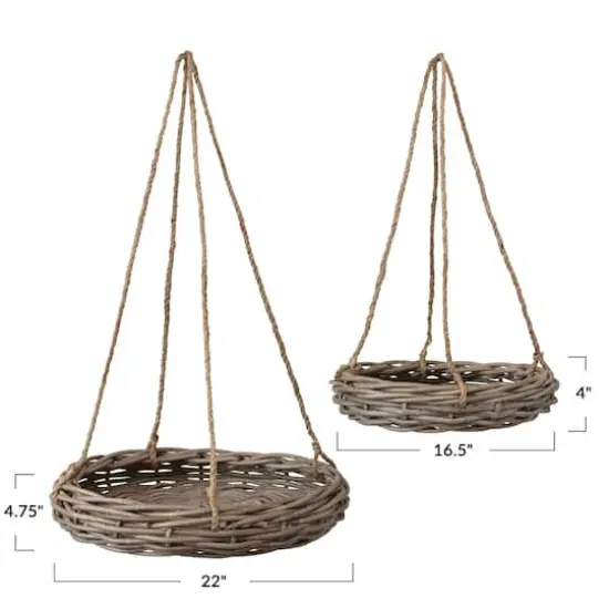 Hello Honey&reg; Handwoven Hanging Rattan Baskets with Rope Hangers Set {7}