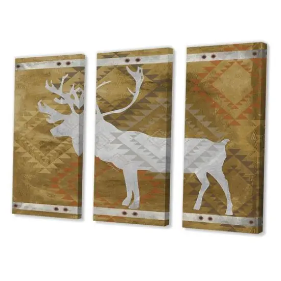 Designart Patterned Walking White Moose Traditional Multipanel Wall Clock {5}