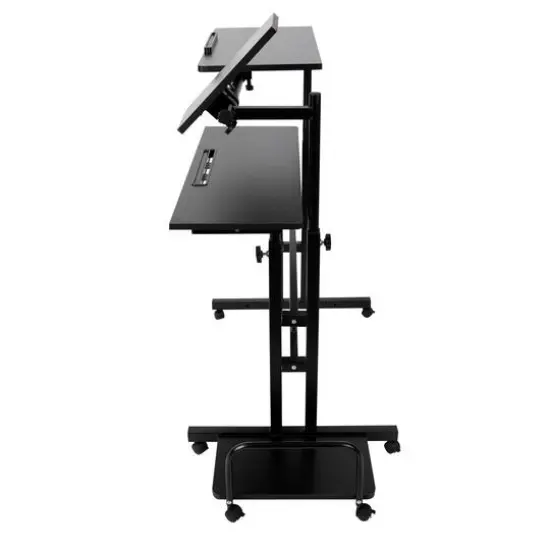 Mind Reader Black Mobile Sitting or Standing Desk {9}