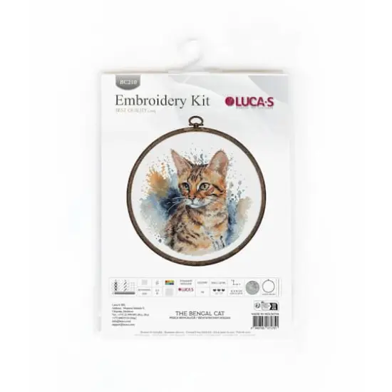 Luca-S Bengal Cat Counted Cross Stitch Kit with Display Hoop {3}