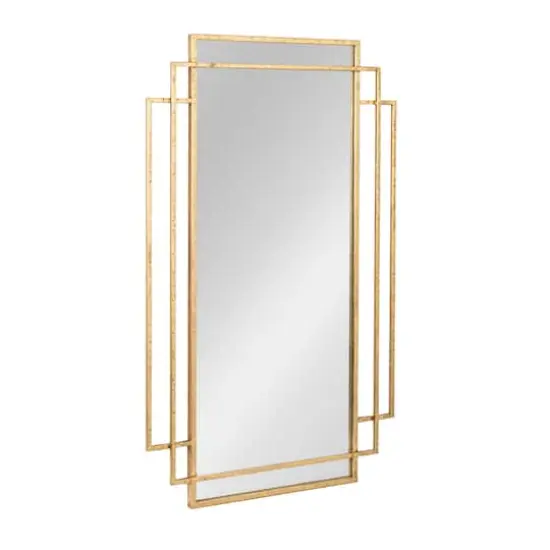 Hello Honey® 34.5" Gold Metal Wall Mirror with Reclaimed Wood Border {1}