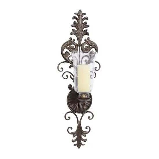 31" Gold Glass Rustic Candle Wall Sconce {1}