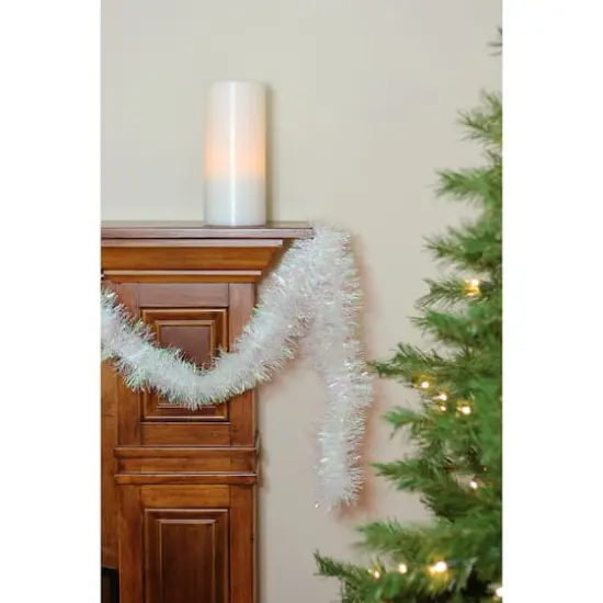 50ft. White Iridescent Tinsel Garland {6}