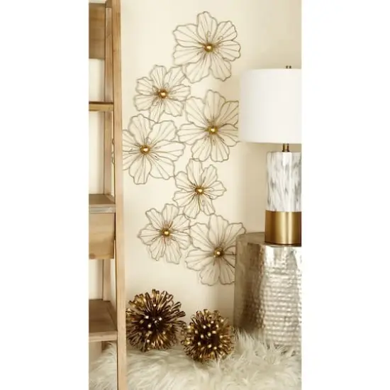 Gold Metal Modern Floral Wall Decoration {4}
