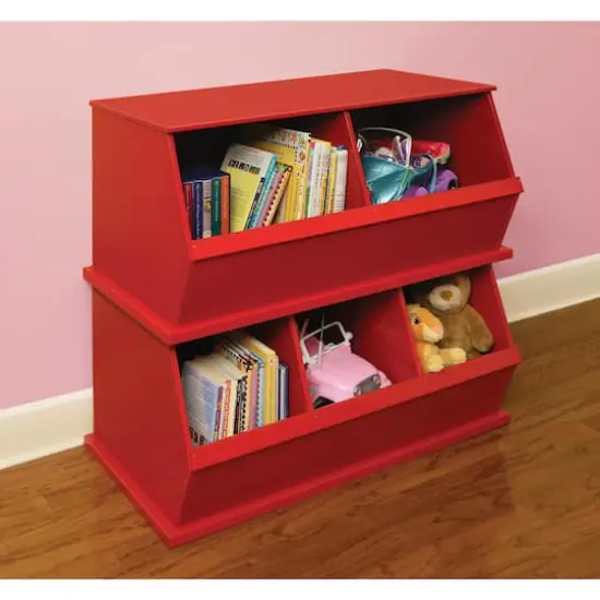 Badger Basket 2 Bin Stackable Storage Cubby Red {7}