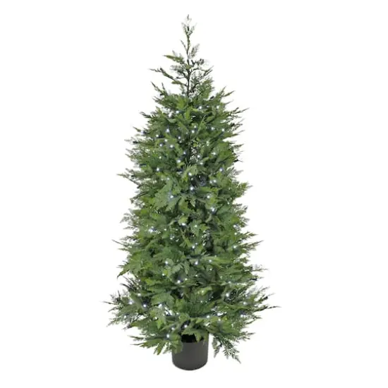 5ft. Pre-Lit Cypress Artificial Christmas Tree, Multi-Function LED Lights {1}
