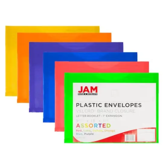 JAM Paper 9.75" x 13" Plastic Expansion Hook & Loop Closure Envelopes, 6ct. {3}