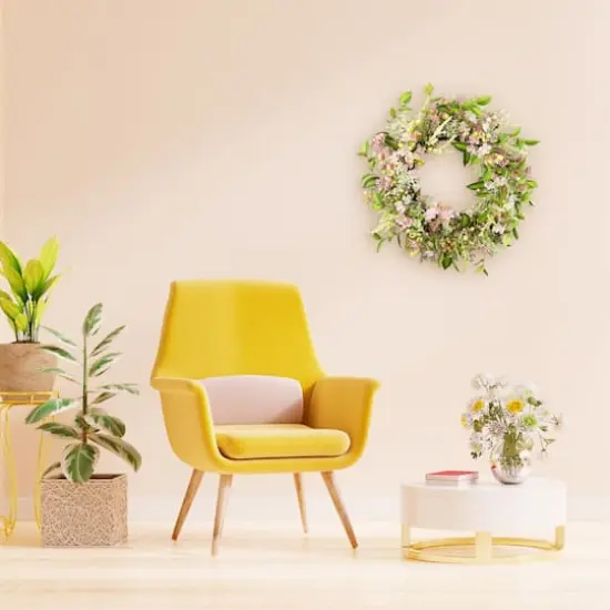 26" Artificial Dogwood Floral Spring Wreath {5}