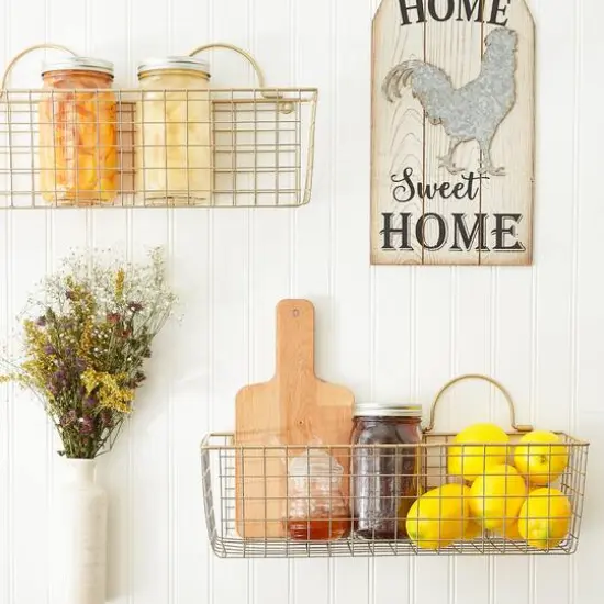 DII&reg; Medium Wire Wall Baskets, 2ct. Gold {5}