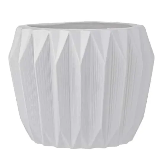 Hello Honey&reg; 6" White Fluted Stoneware Flower Pot {1}