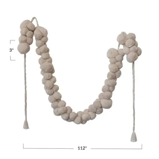 Hello Honey® 8ft. Cream Fabric Pom Pom Swag with Metallic Gold Thread {5}