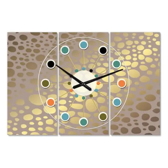 Designart 'Golden Marble Design Iii Oversized Mid-Century Modern Multipanel Wall Clock {1}