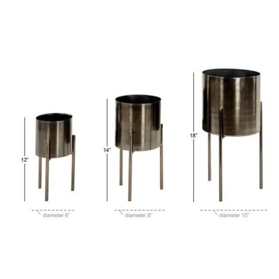 Dark Silver Metal Contemporary Planter Set {6}