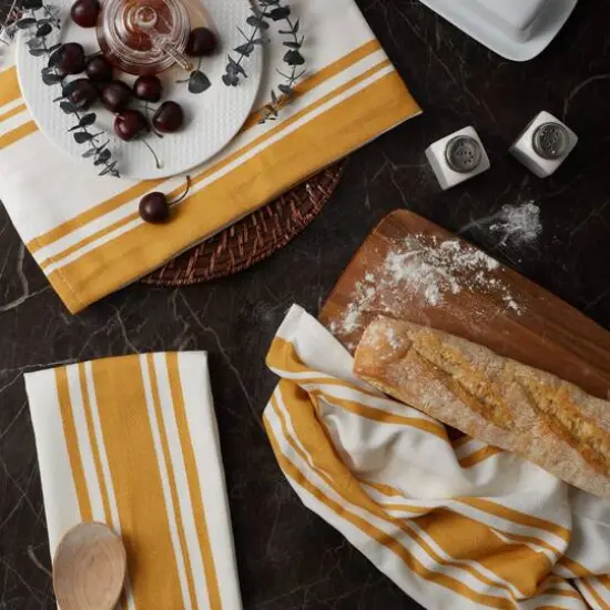 DII&reg; Honey Gold Chef Stripe Dish Towels, 3ct. {7}