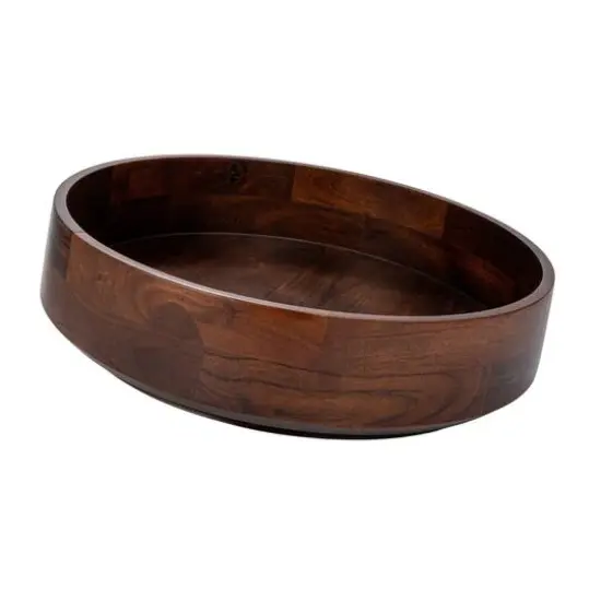 Hello Honey® 16.25" Walnut Brown Round Acacia Wood Serving Bowl with Lid {1}