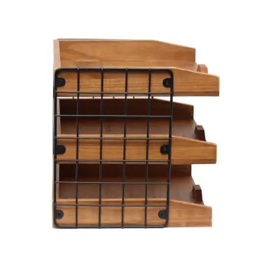 Elegant Designs Natural Wood Desk Organizer Letter Tray with 3 Shelves {9}