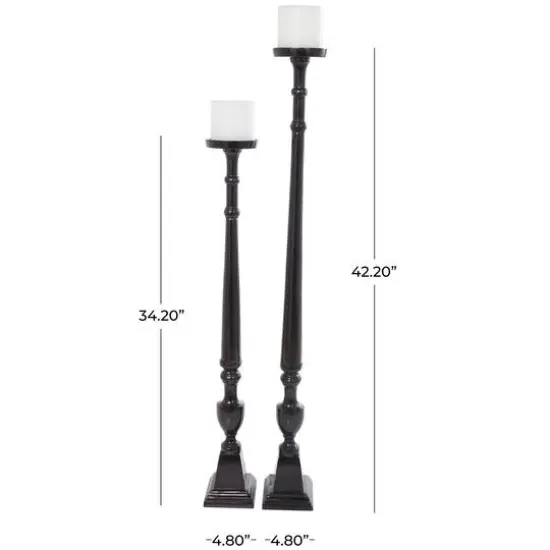 Aluminum Tall Floor Pillar Candle Holder Set Black {11}