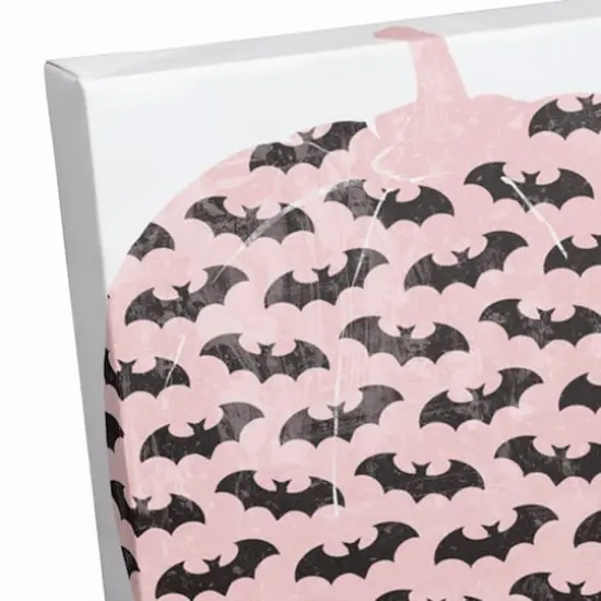 Pink & Black Bat Pumpkin Canvas Wall Art {4}