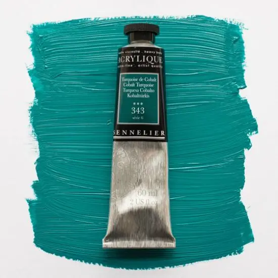 Sennelier Extra Fine Artists' Acrylic Paint, 60mL 343 Cobalt Turquoise {4}