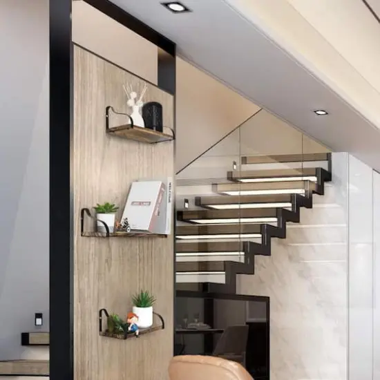 NEX&trade; Brown Rustic Wood Floating Shelves Set {7}