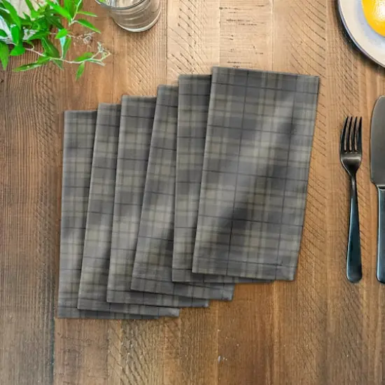 Dark Gray Plaid 10" x 10" Cotton Twill Napkin {4}