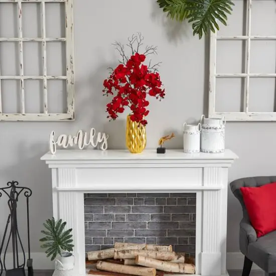 3ft. Red Moth Orchid Arrangement in Gold Vase {3}