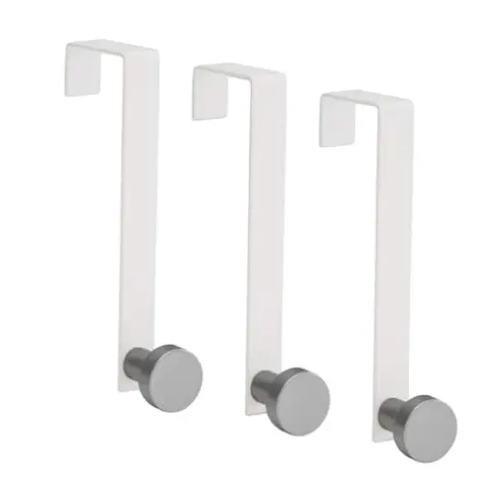 Elle D&eacute;cor White 3 Pack Single Over the Door Hooks {1}